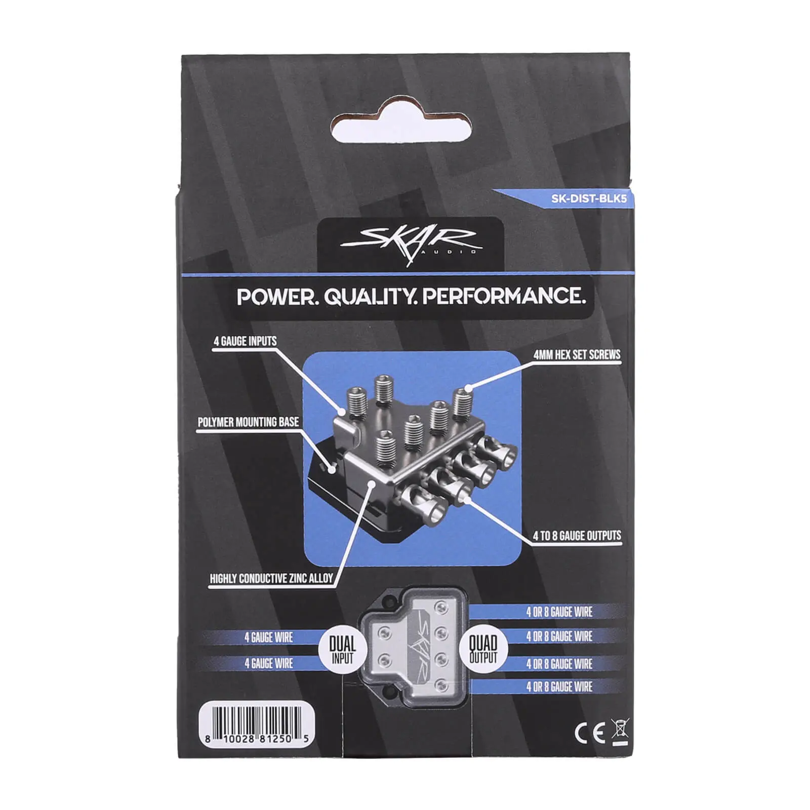 SK-DIST-BLK5 | Dual 4 Gauge to Quad 4/8 Gauge Power Distribution Block #8