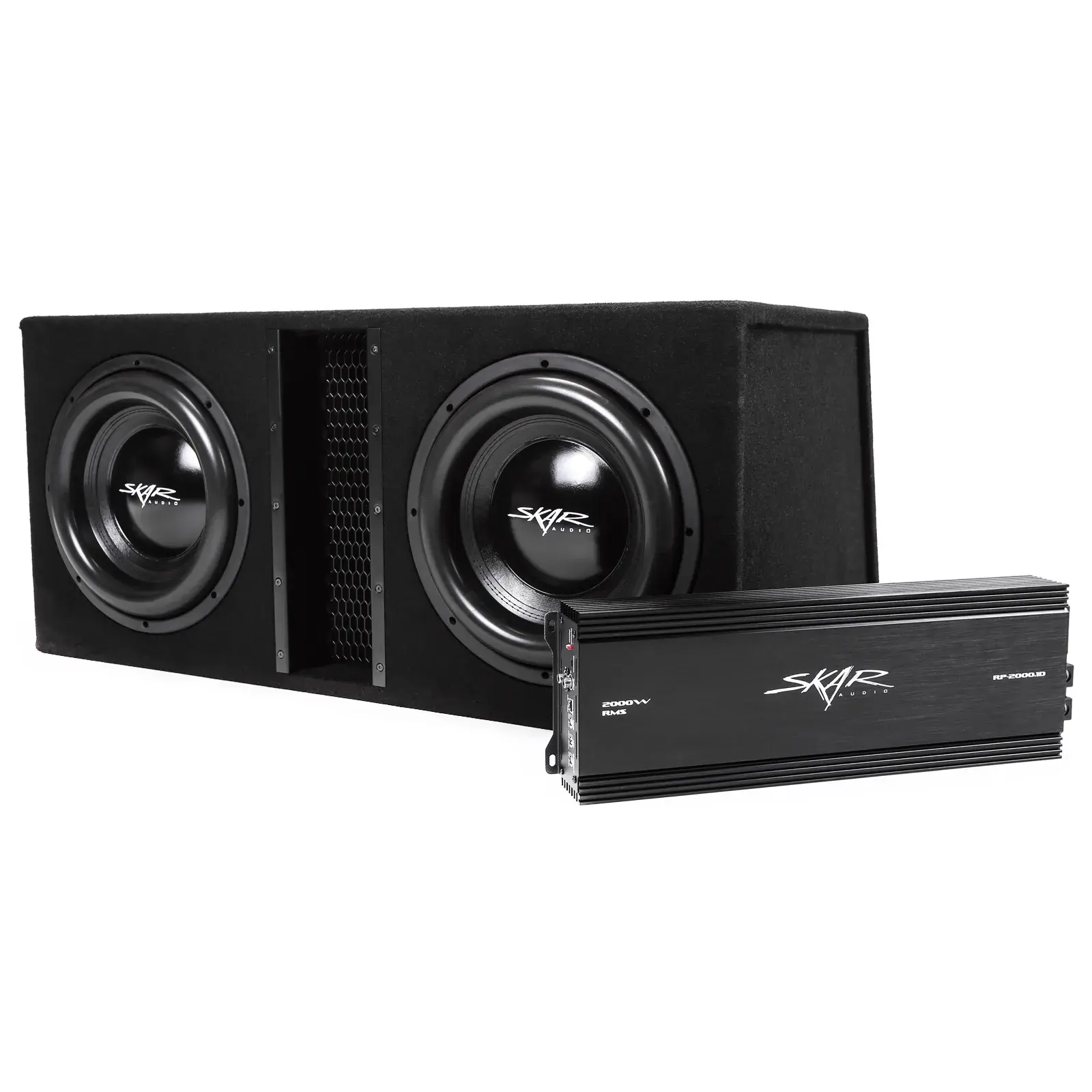 Featured Product Photo 1 for Dual 12" 5,000 Watt EVL Series Complete Subwoofer Package with Vented Enclosure and Amplifier
