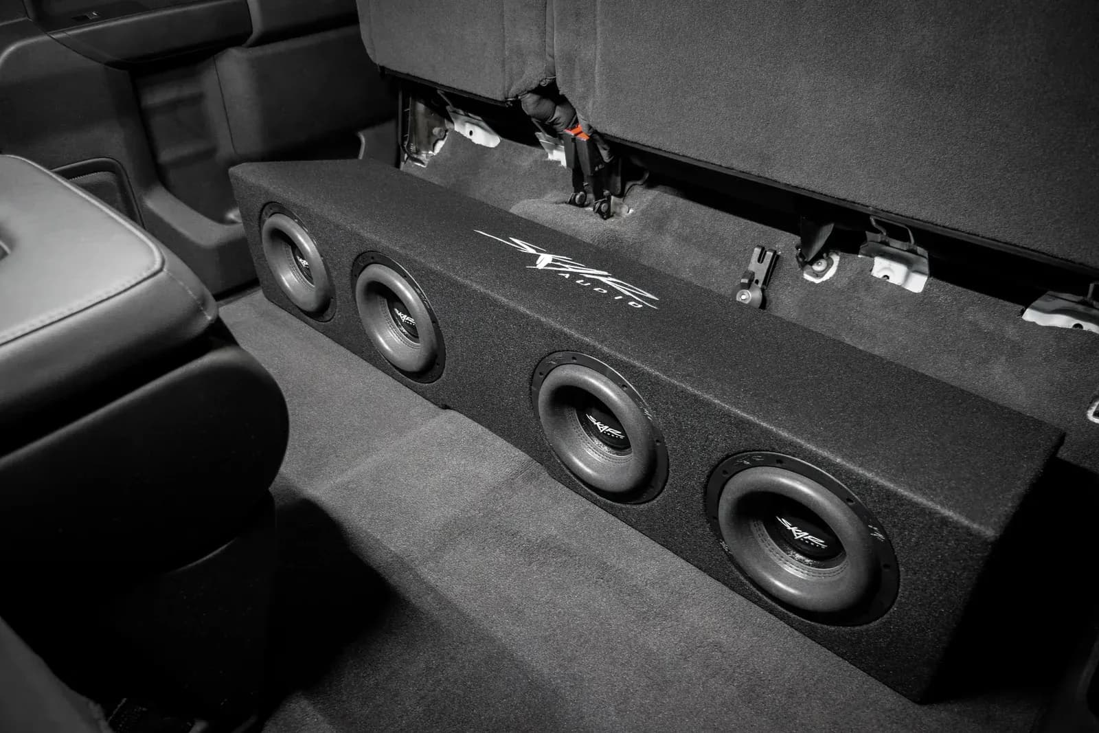 Featured Product Photo 9 for 2019-2025 Chevy Silverado & GMC Sierra Crew Cab Compatible Quad 8" Ported Subwoofer Enclosure