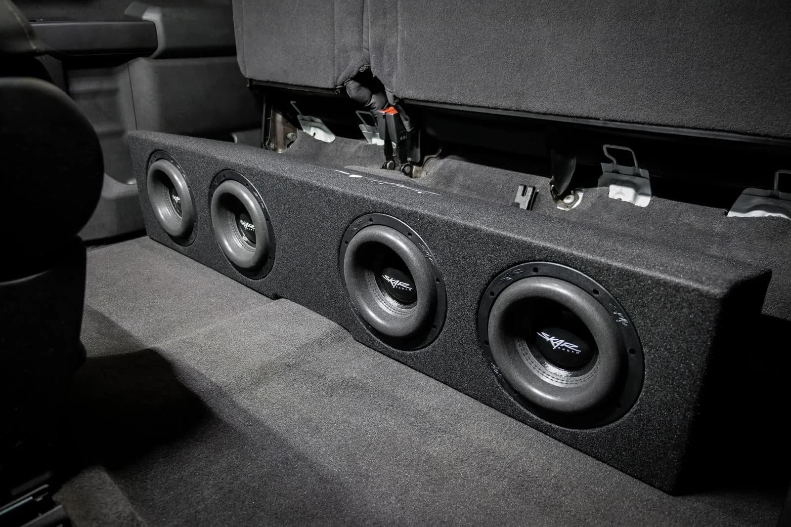 Featured Product Photo 12 for Quad 8" 3200W Max Power Loaded Ported Subwoofer Enclosure Compatible with 2019-2025 Chevy Silverado & GMC Sierra Crew Cab Trucks