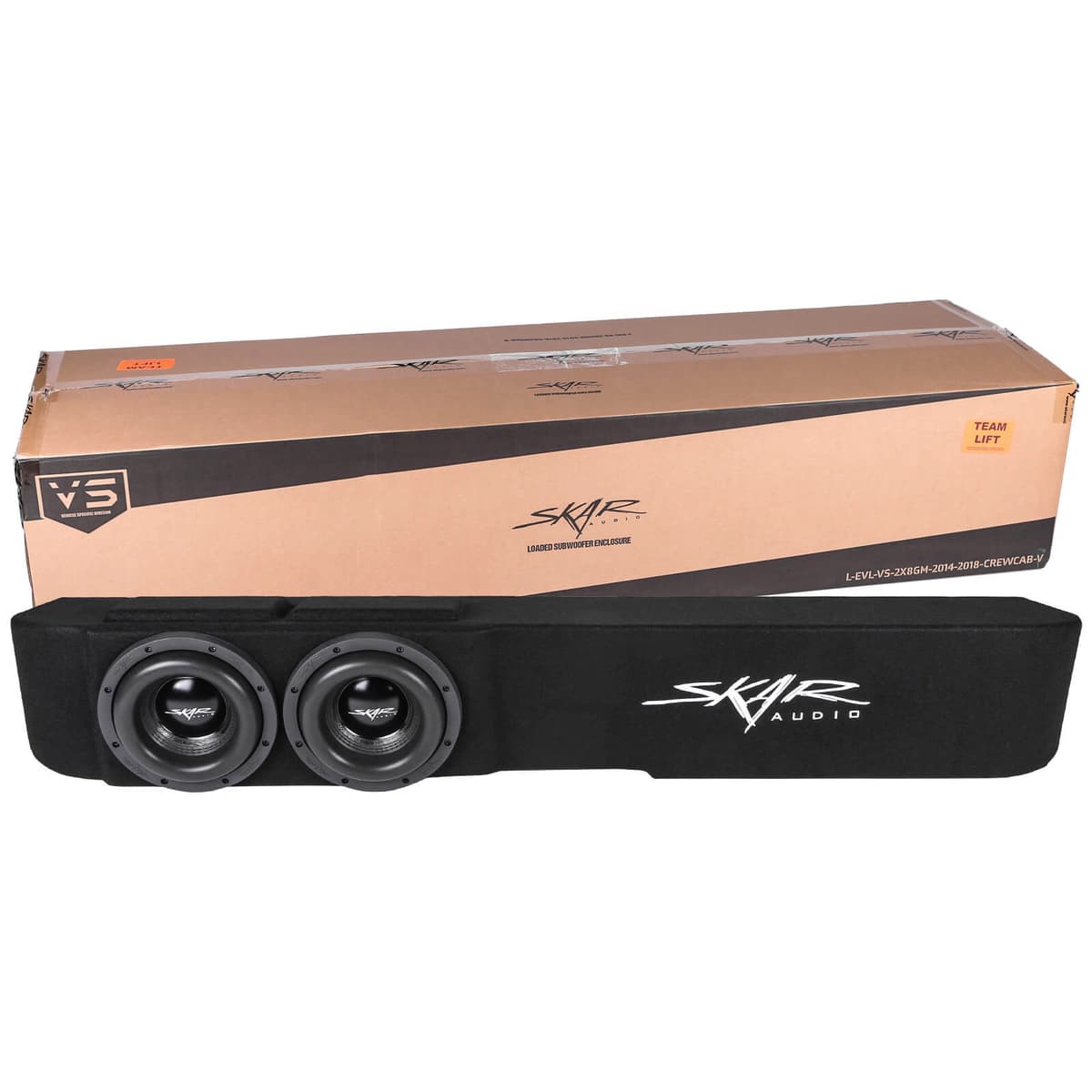 Featured Product Photo 8 for Dual 8" 2,400W Max Power Loaded Subwoofer Enclosure Compatible with 2014-2018 Chevrolet Silverado/GMC Sierra Crew Cab Trucks