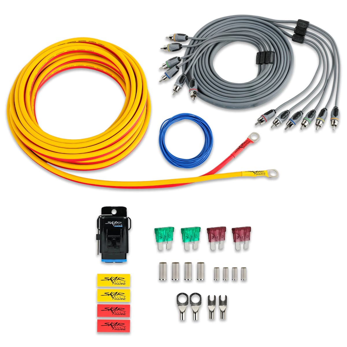 Featured Product Photo for SKM8GAOFC | 8 Gauge - 800 Watt OFC Marine Grade Amplifier Wiring Kit