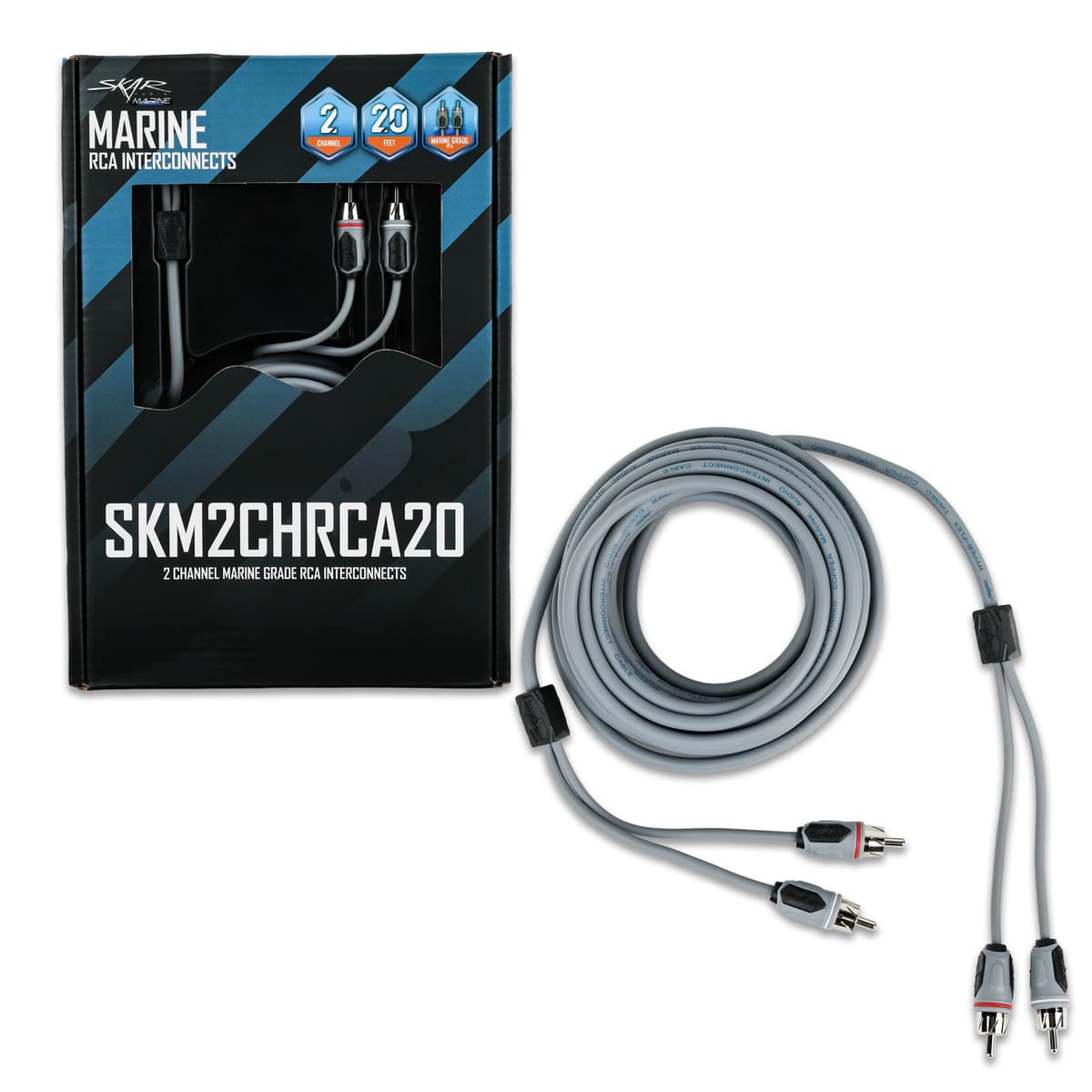 Featured Product Photo 1 for SKM2CHRCA20 | 20 Ft 2-Channel Marine Grade RCA Interconnect Cable