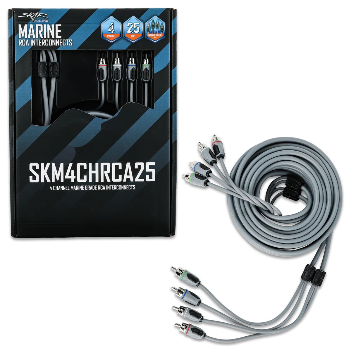 SKM4CHRCA25 | 25 Ft 4-Channel Marine Grade RCA Interconnect Cable #2