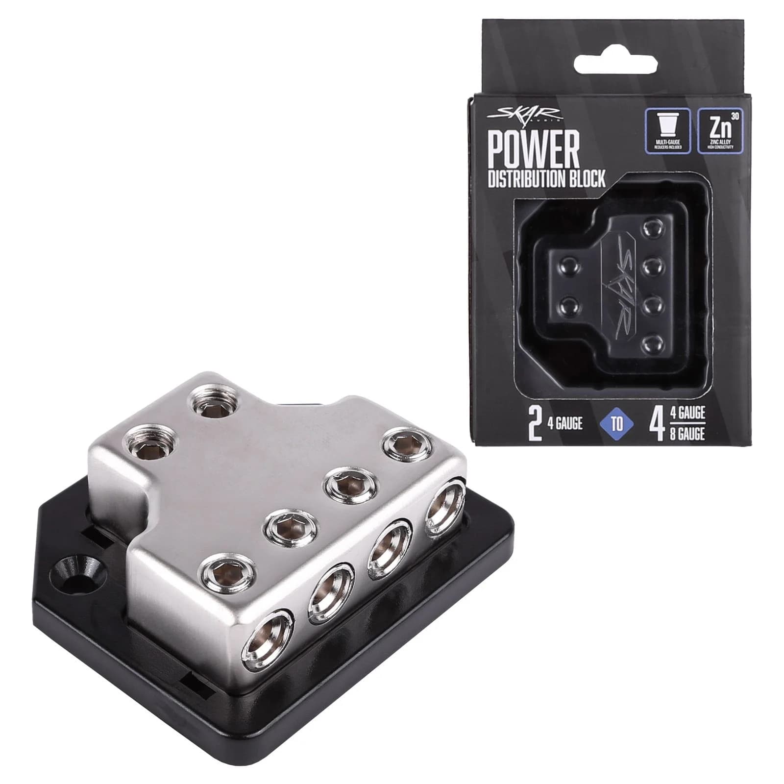 Featured Product Photo 5 for SK-DIST-BLK5 | Dual 4 Gauge to Quad 4/8 Gauge Power Distribution Block